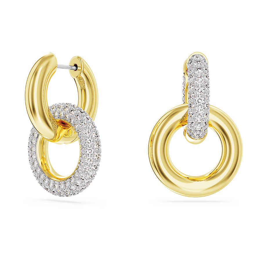 Dextera Asymmetrical Hoop Earrings - White / Gold
