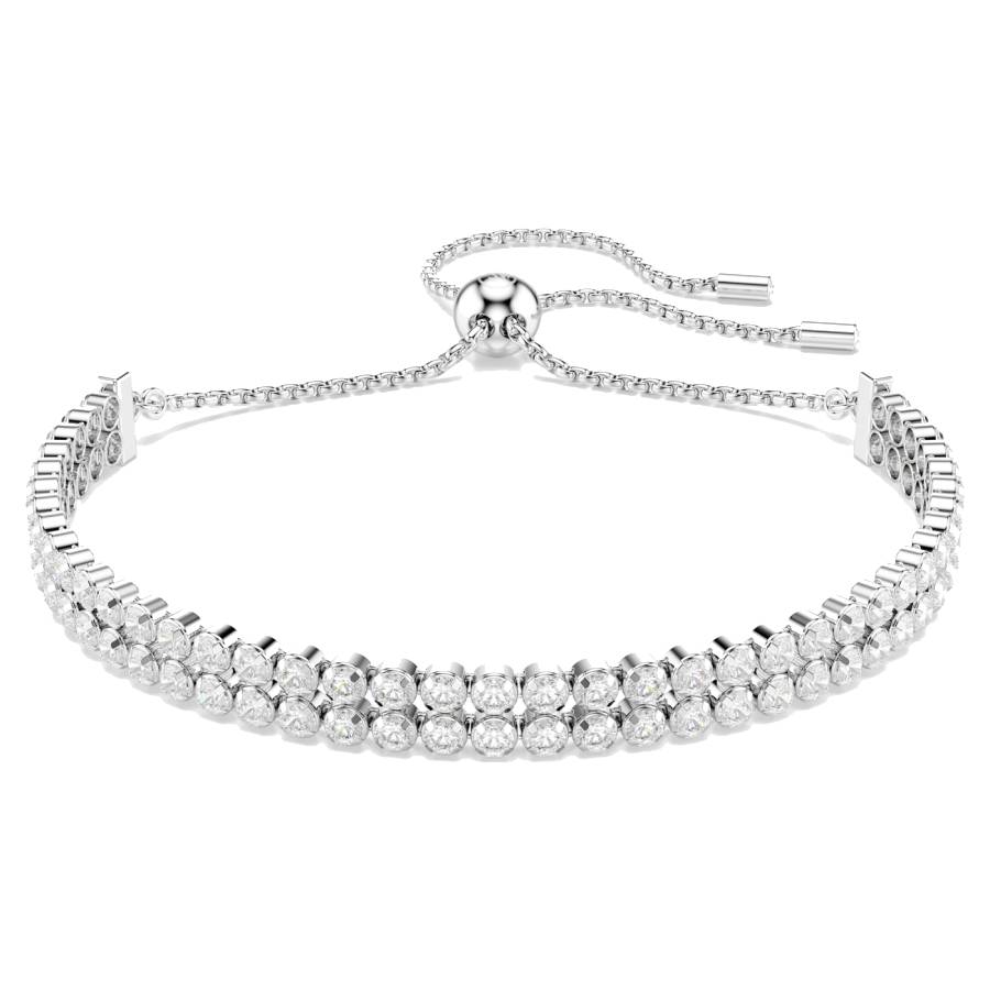 Matrix Tennis Bracelet - White Round Cut Rhodium Plated