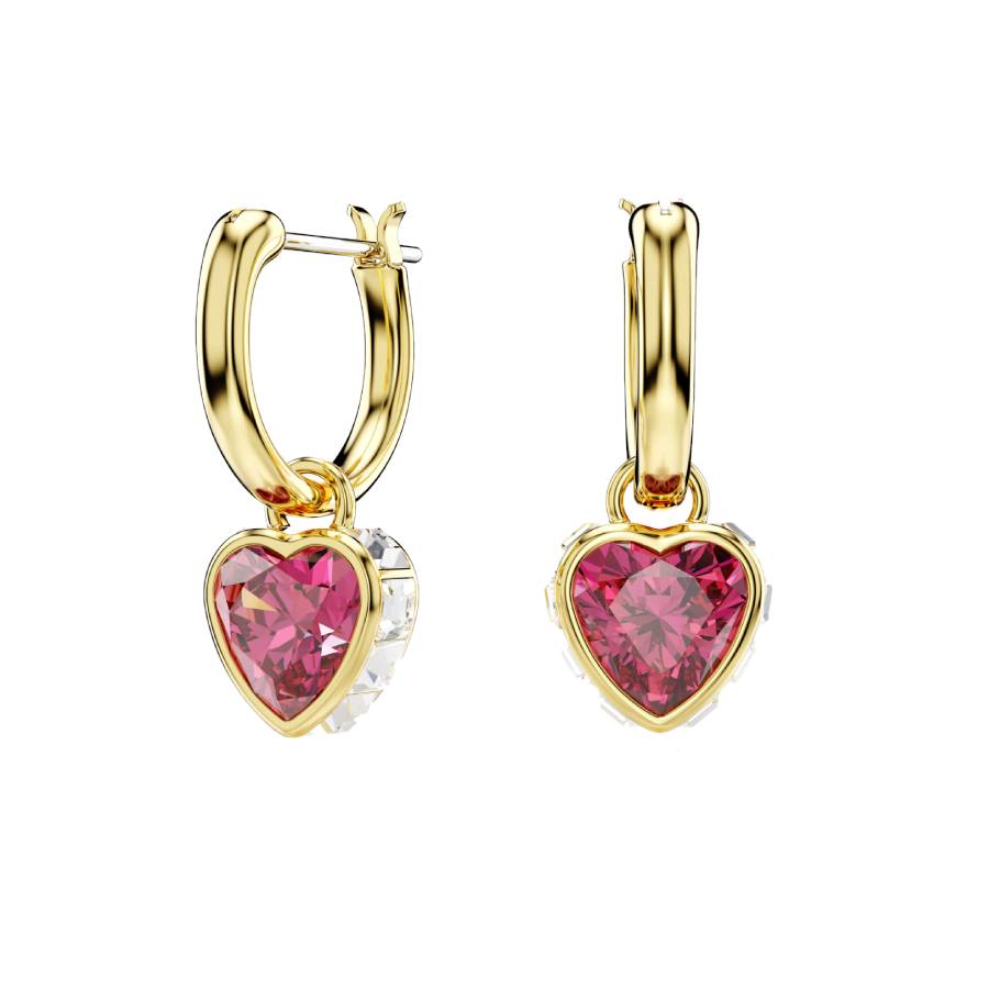 Chroma Drop Earrings Heart - Red - Gold-tone Plated