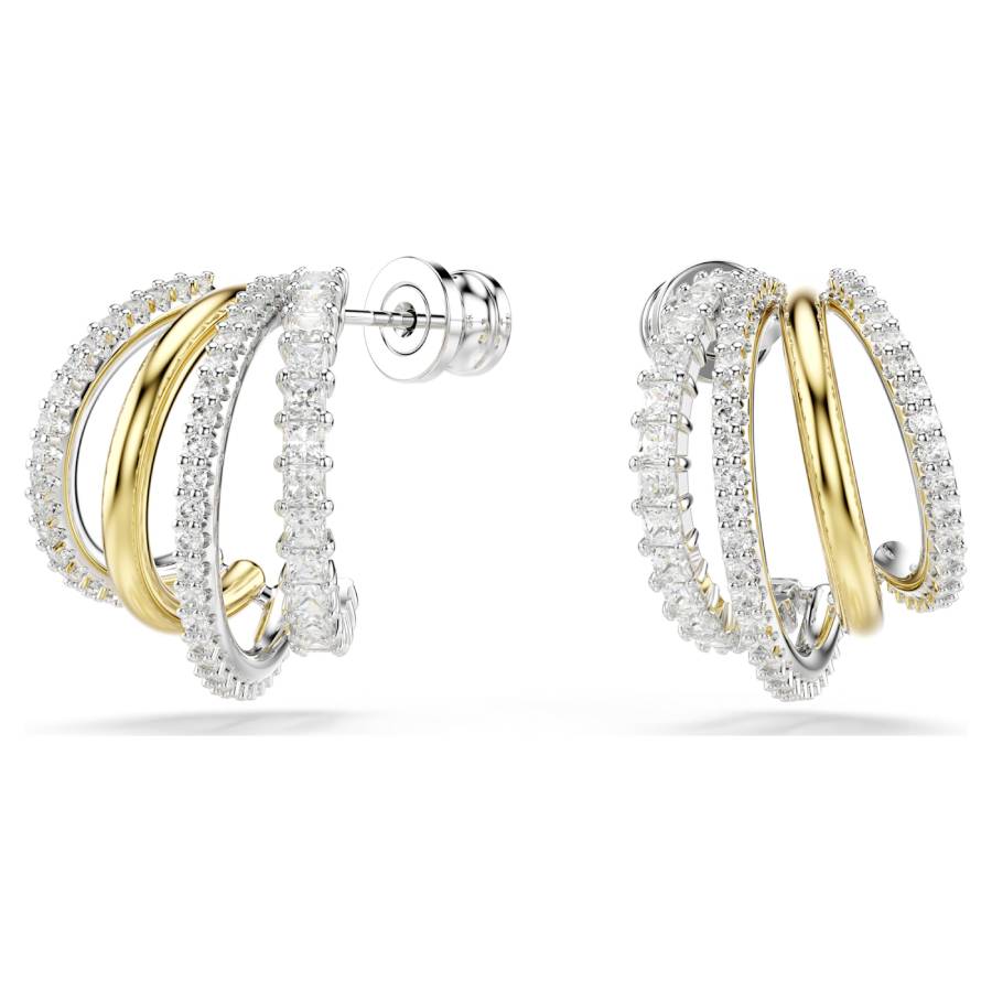 Hyperbola Mixed Cuts Mini Hoop Earrings - White / Mixed Metal Finish