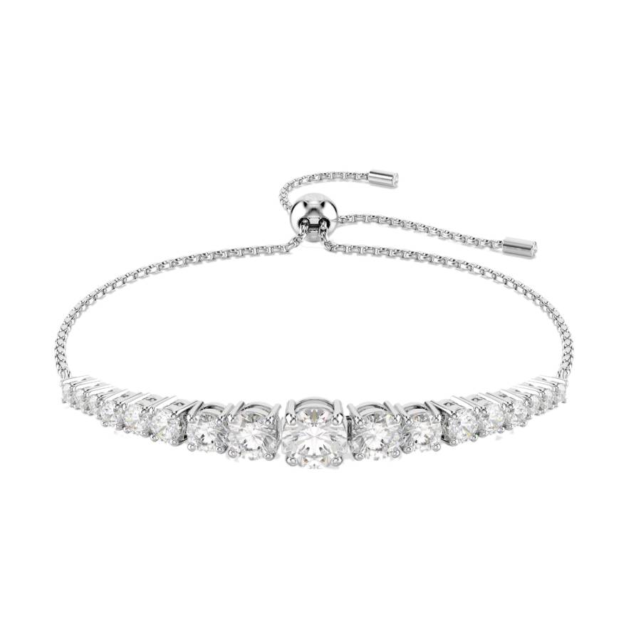Matrix Bracelet Gradient of Round Cuts - White - Rhodium Plated