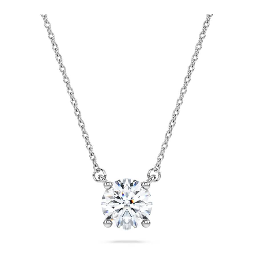 Eternity solitaire pendant, Lab-grown diamonds 1 ct tw, Round shape, 14K white gold