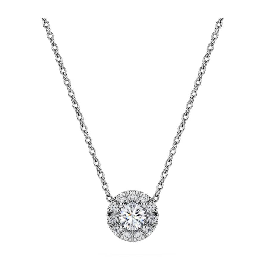 Eternity halo solitaire pendant, Lab-grown diamonds 0.23 ct tw, Round shape, Sterling silver