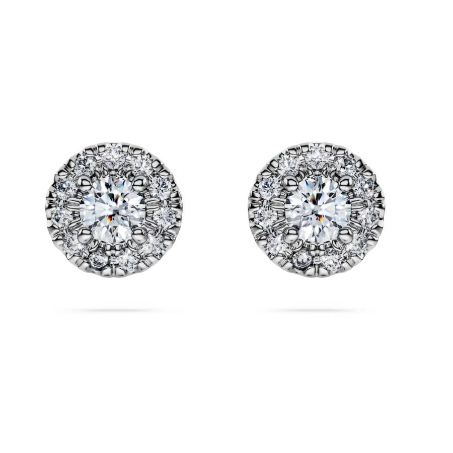 Eternity Halo Stud Earrings, Lab-grown Diamonds 0.45 ct tw, Round Shape, Sterling Silver