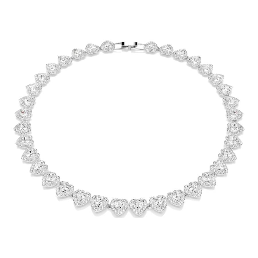 Ariana Grande Chrystal Hearts Necklace - White Rhodium Plated - 14.9 inch