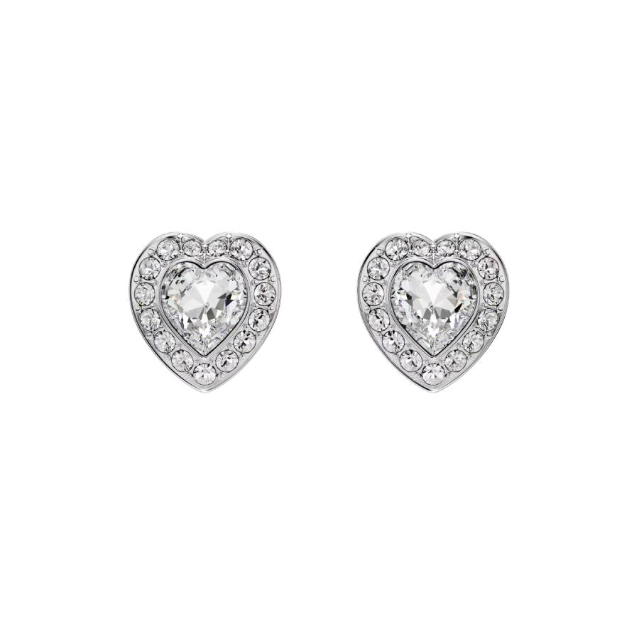Ariana Grande Pave Heart Stud Earrings - White Rhodium Plated