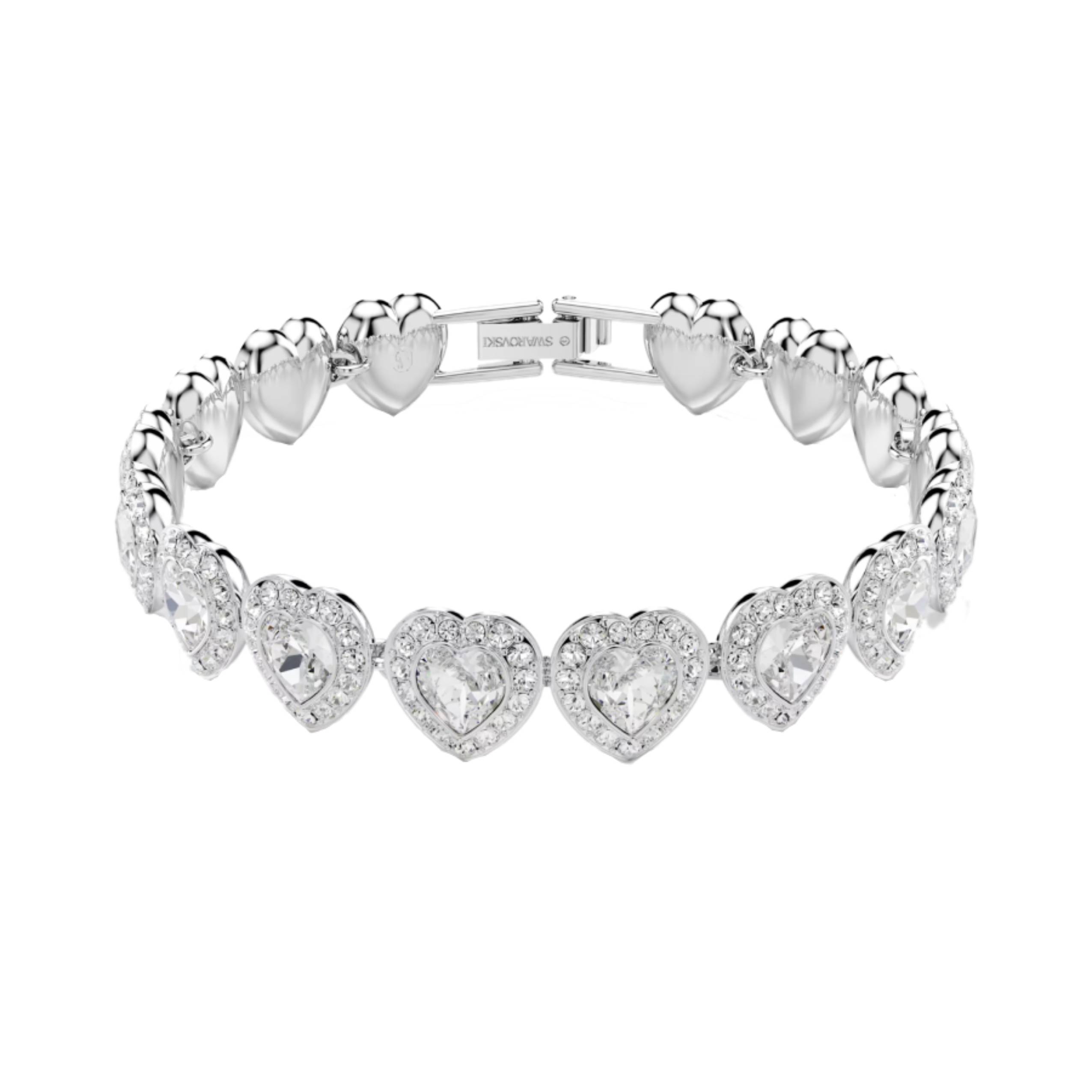 Ariana Grande Chrystal Hearts Bracelet - White Rhodium Plated - 6.5 inch