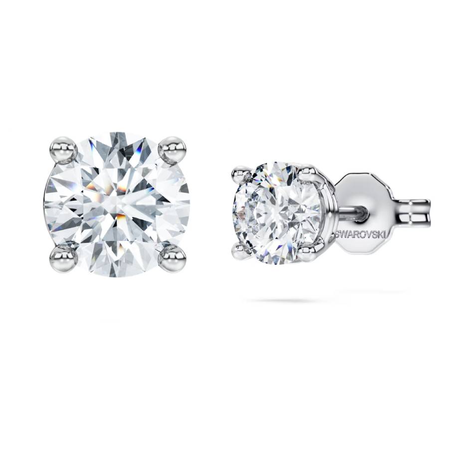 Eternity stud earring, Lab-grown diamonds 0.5 ct tw, Single, Round shape, 14K white gold