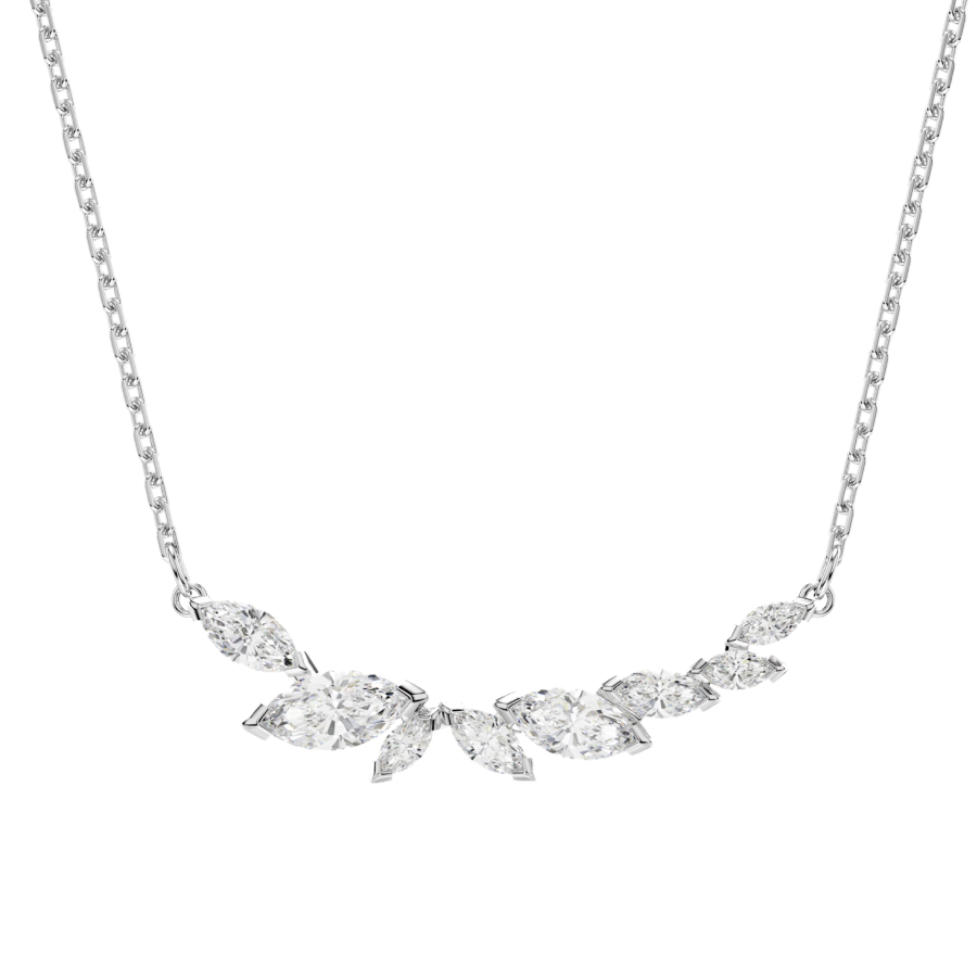 Mesmera Marquis Cut Necklace - White - Rhodium plated