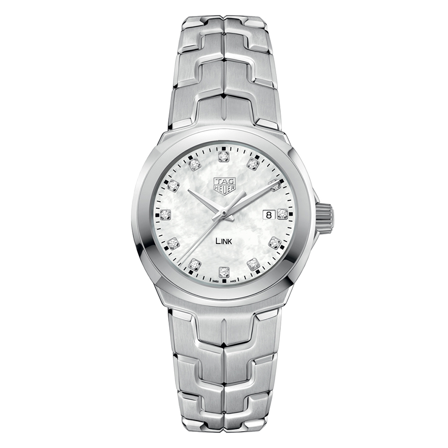 Montre à cadran diamant 32 mm pour femme Link - Blanc