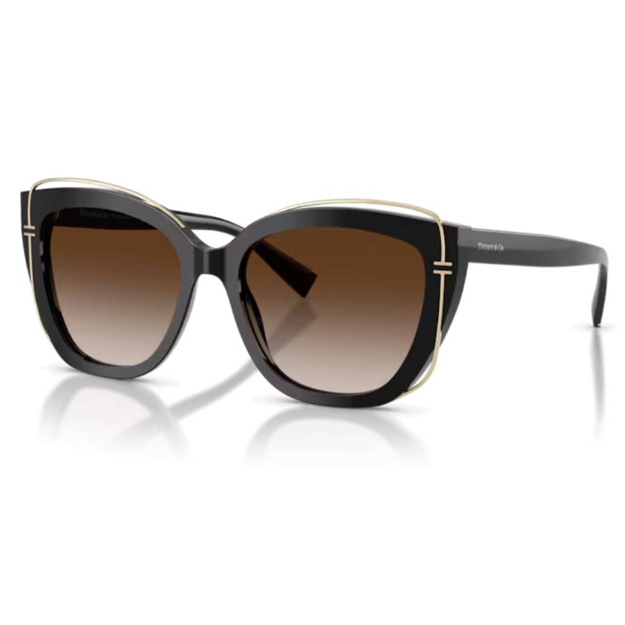 Lunettes de soleil œil-de-chat avec superposition métallique Tiffany T raffinée - Femmes - Noir