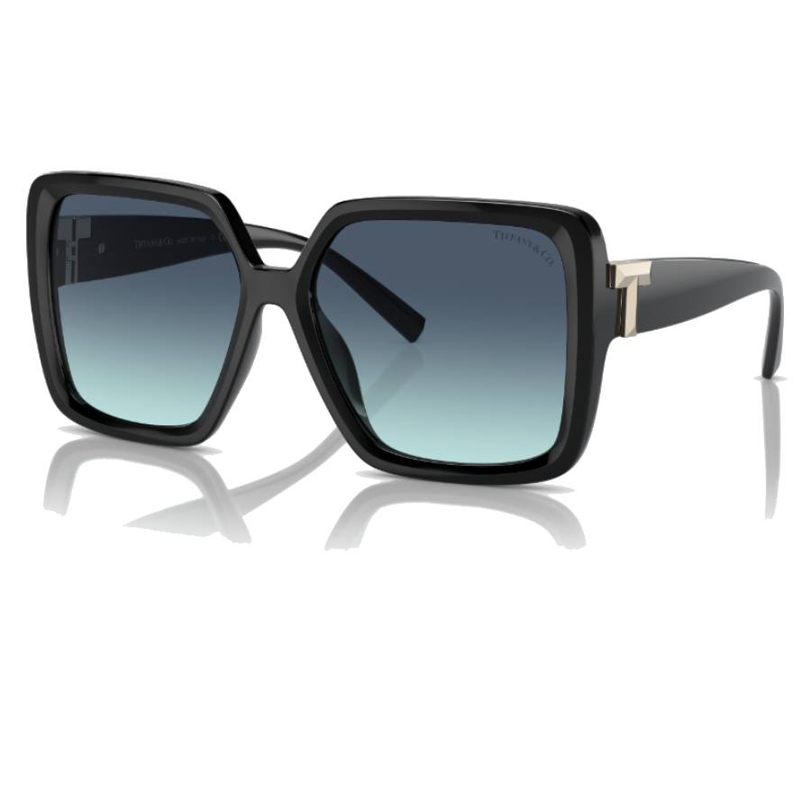 Lunettes de soleil carrées avec motif en T métallique - Femmes - Noir