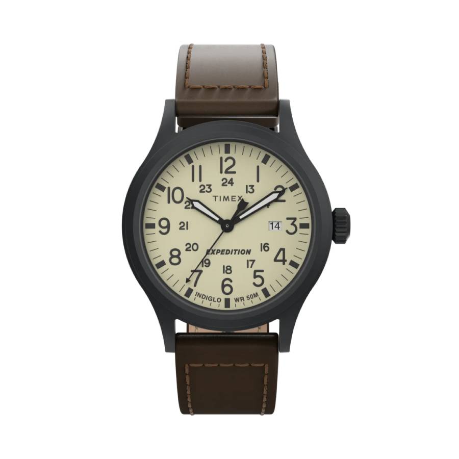 Expedition Scout Leather Strap Watch - 40 mm