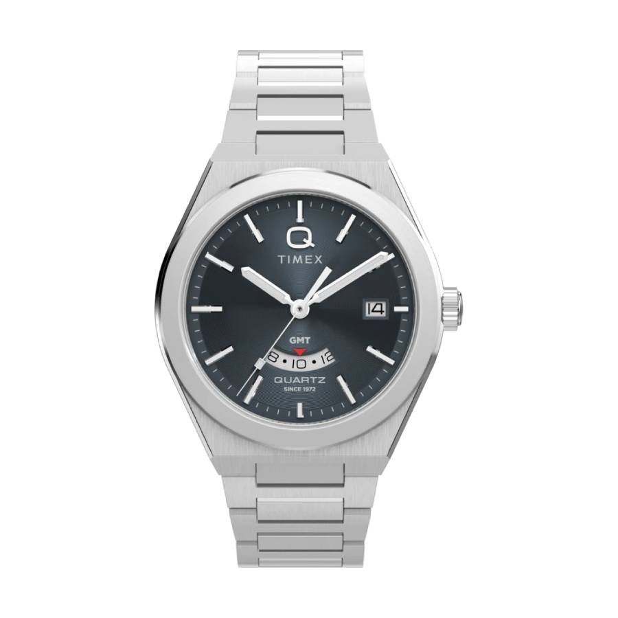 Q Timex Continental GMT Stainless Steel Bracelet Watch - 39mm