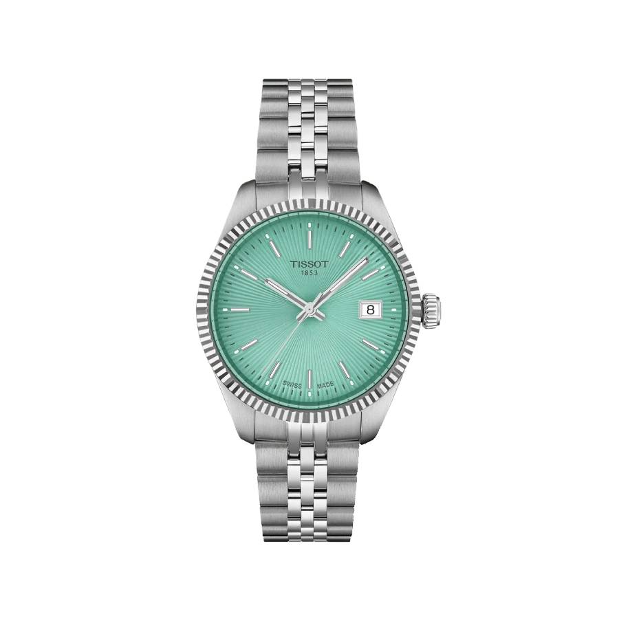 Ballade Guilloché Index Date Quartz Watch - Women - Light Green/Stainless Steel - 34mm