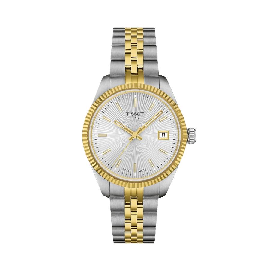Ballade Guilloché Index Date Quartz Watch - Women - Silver/Duotone Stainless Steel - 34mm