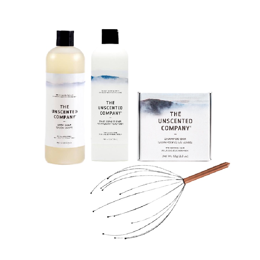Body Soap, Shampoo Bar, Conditioner and Scalp Massager Set