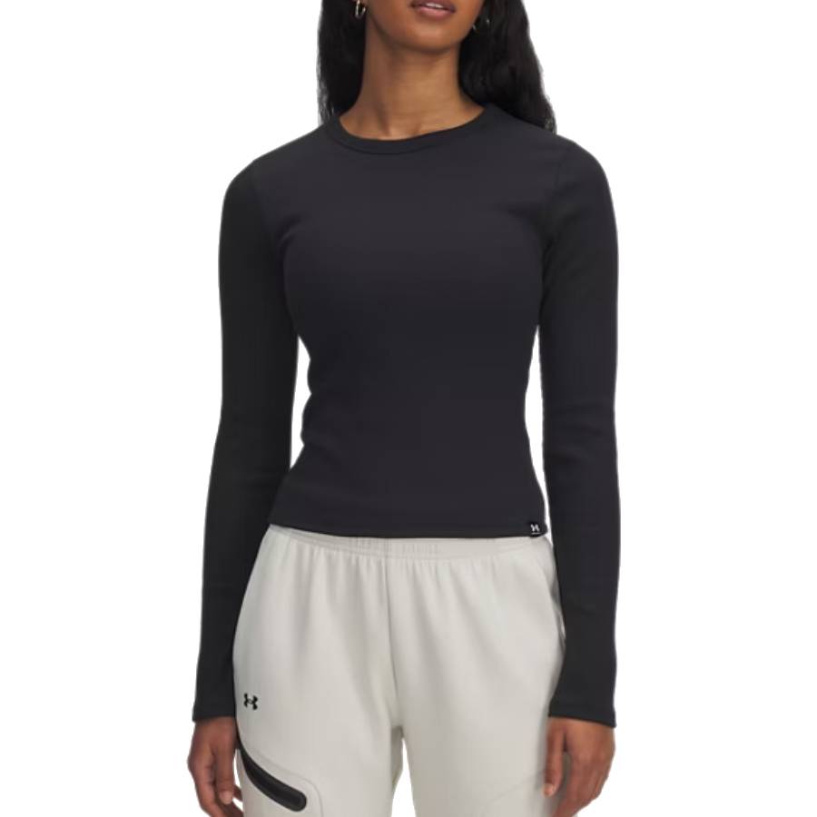 Haut manches longues UA Rival Rib - Femmes - Noir / Blanc - Moyen