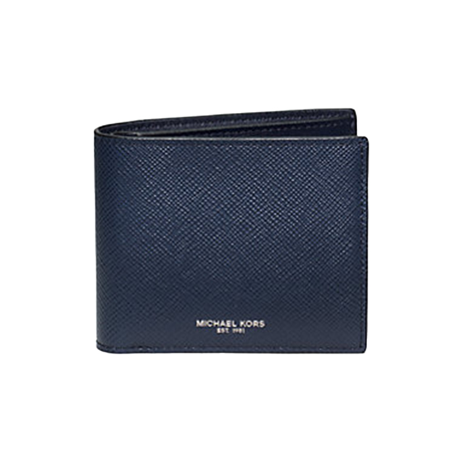 Harrison Crossgrain Leather Billfold Wallet With Passcase - Navy
