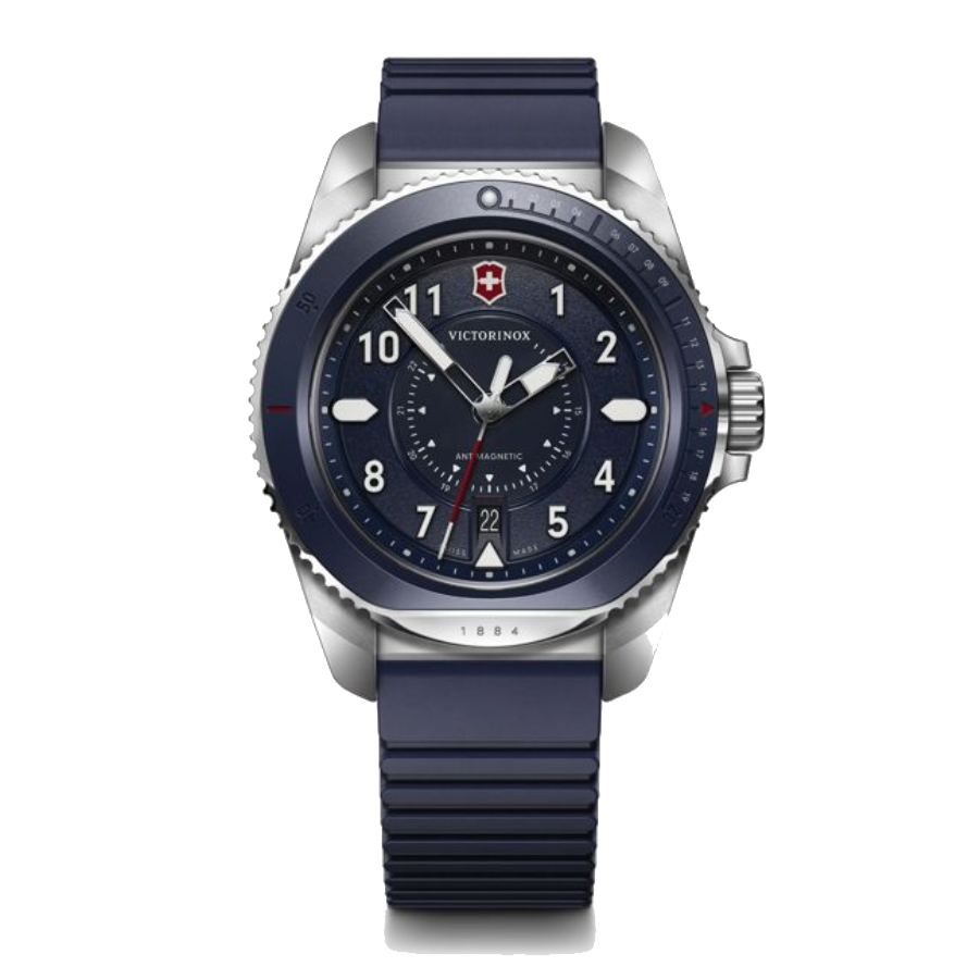 Montre Journey 1884 en acier inoxydable argenté - Hommes - Bleu - 43 mm