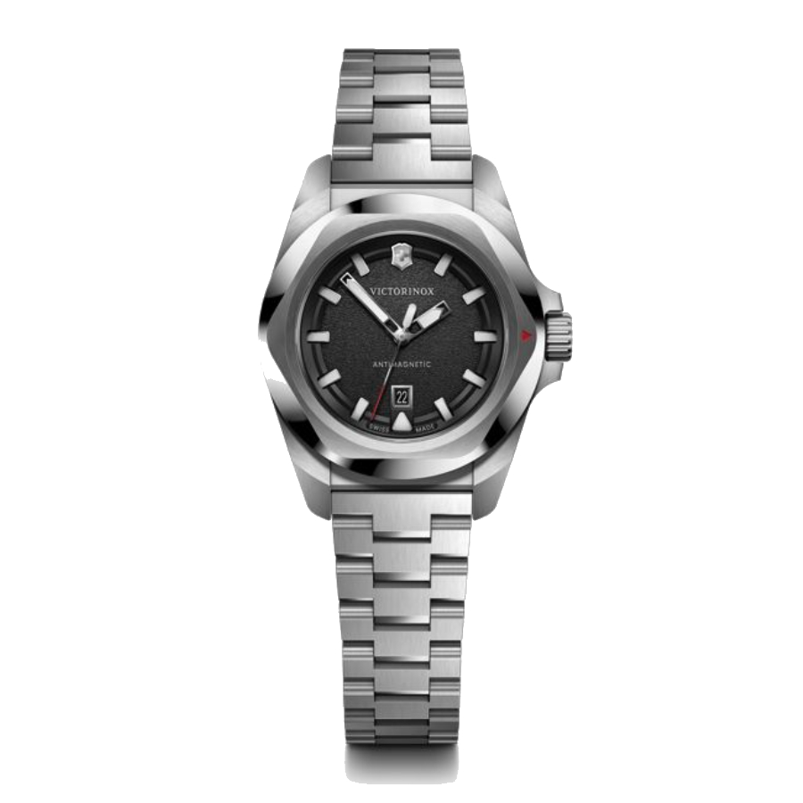Montre petite en acier inoxydable argenté et cadran noir I. N. O. X. - Femmes - 32 mm