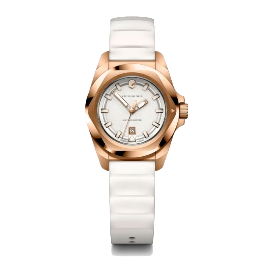 Montre petite en acier inoxydable or rose et cadran blanc I. N. O. X. - Femmes - 32 mm