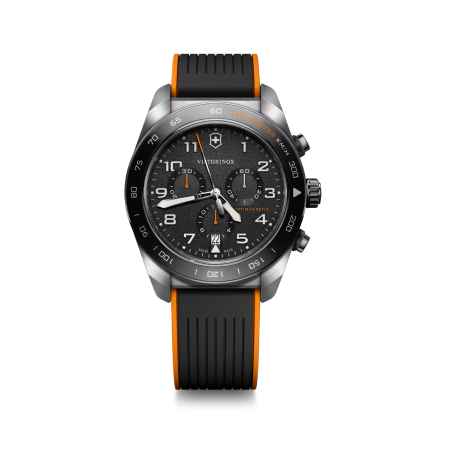 Chronograph Black Bezel and Roman Date Dial Watch - Men - Stainless Steel/Rubber - 42mm
