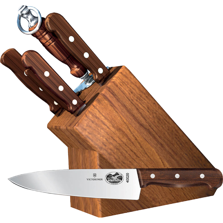 Wood, Knife Block - 7Pcs