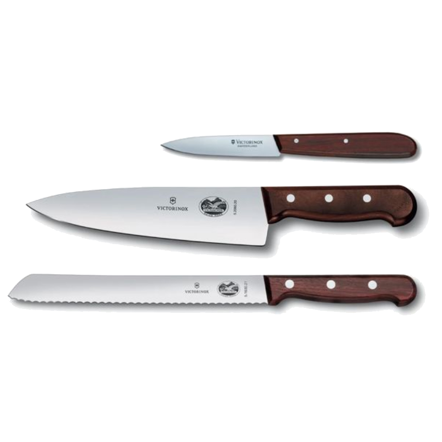 Wood Knife Set  Chef/ Bread/ Parer - 3Pc