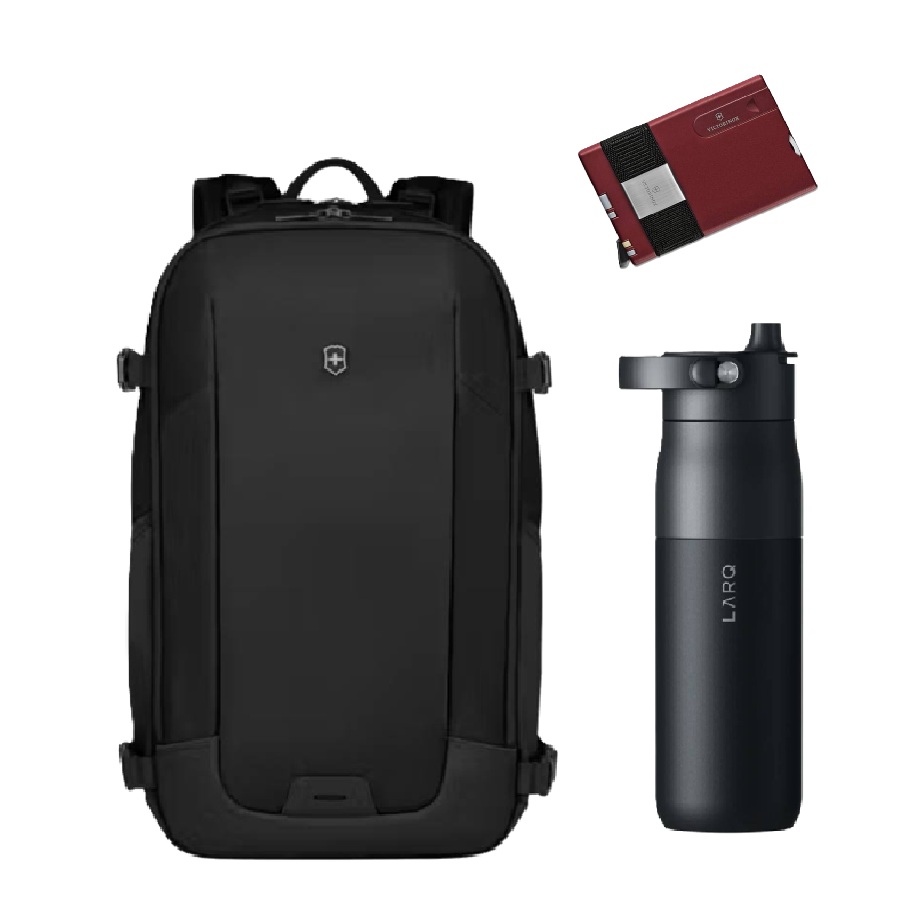 Altmont Backpack, Smart Wallet Card with Swig Top Bottle Set  - Black