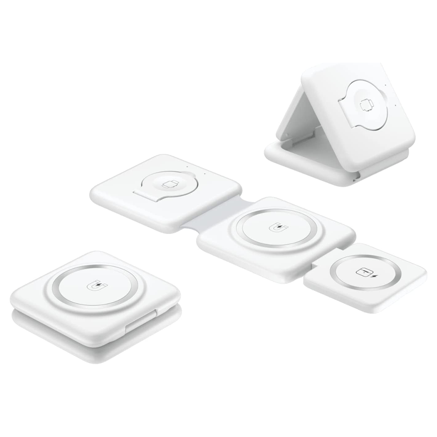 3 in 1 Folding Magnetic Wireless Charger - White